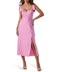 Astr - Bow Strap Satin Dress - Lyst