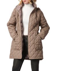 Bernardo - Diamond Quilted Hooded Puffer Coat - Lyst