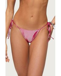 Edikted - Seffey Metallic Side Tie Bikini Bottoms - Lyst