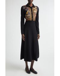 Etro - Mixed Media Long Sleeve Wool & Cashmere Midi Sweater Dress - Lyst