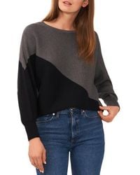 Vince Camuto - Asymmetric Colorblock Cotton Blend Sweater - Lyst