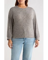 Loveappella - Brushed Animal Print Long Sleeve Crewneck Top - Lyst