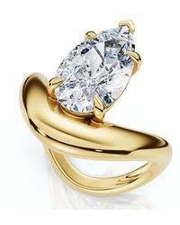 Bliss Diamond - Certified 2Ct Minali Curved Pear Diamond Engagement Ring 14K/Pt Lab Grown - Lyst