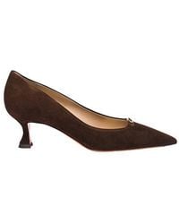 Santoni - Suede Mid-Heel Pump - Lyst