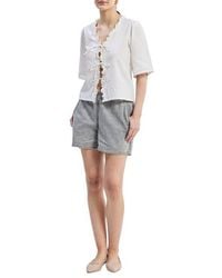 REISTOR - Relaxed Fit Top With Ruffles And Front-Ties - Lyst