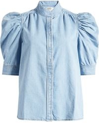 FRAME - Gillian Puff Sleeve Denim Shirt - Lyst
