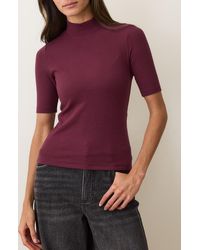 Marine Layer - Lexi Mock Neck Elbow Sleeve Rib Top - Lyst