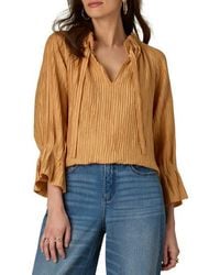 Wit & Wisdom - Pleated Tie Neck Top - Lyst