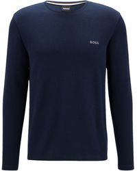 BOSS - Long Sleeve Waffle Knit Cotton Blend T-shirt - Lyst