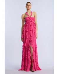 BCBGMAXAZRIA - Ruffle Chiffon Gown - Lyst