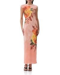 AFRM - Cody Print Cap Sleeve Mesh Maxi Dress - Lyst