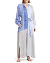 lemlem - Makeda Long Sleeve Tie Belt Cotton Blend Cover-up Dress - Lyst