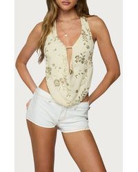 Edikted - Beaded Cowl Neck Open Back Halter Top - Lyst
