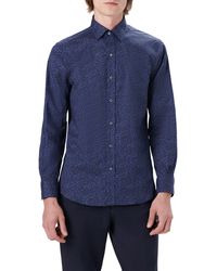Bugatchi - Shaped Fit Geometric Print Stretch Cotton Button-up Shirt - Lyst