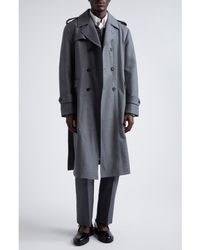 Thom Browne - Unstructured Wool Blend Twill Trench Coat - Lyst
