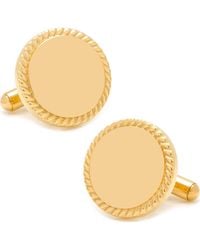 Cufflinks Inc. - Engravable Round Rope Border 14K Plated Cuff Links - Lyst