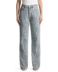 Manière De Voir - Florence Distressed High Rise Straight Leg Jeans - Lyst