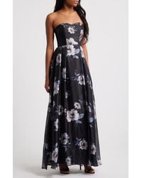 Lulus - Floral Strapless Organza Gown - Lyst