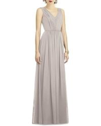 dessy collection surplice ruched chiffon gown