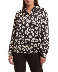 Bardot - Classic Leopard Satin Button-up Shirt - Lyst