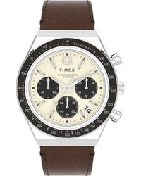 Timex - Q Timex Chronograph Leather Strap Watch, 40Mm - Lyst