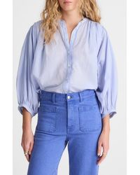 Madewell - Shirred Crewneck Button-Up Top - Lyst