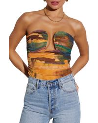 Vici Collection - Jazlynn Abstratct Print Strapless Bodysuit - Lyst
