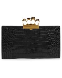 Alexander McQueen - Four-ring Croc-embossed Leather Clutch - Lyst
