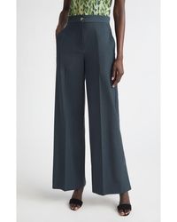 St. John - Mélange Wool Blend Stretch Twill Wide Leg Pants - Lyst