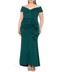 Xscape Evenings - Off The Shoulder Ruffle Scuba Gown - Lyst