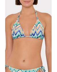 MILLY - Tropical Chevron Stripe Triangle Bikini Top - Lyst