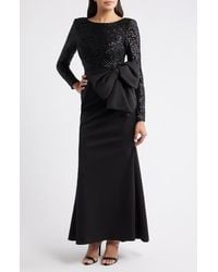 Eliza J - Long Sleeve Sequin Mermaid Gown - Lyst