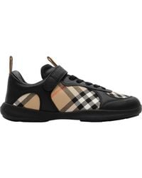 Burberry - Check And Leather Matrix Sneakers - Lyst