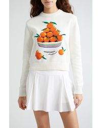 Casablancabrand - Pyramide D'oranges Intarsia Cotton Crewneck Sweater - Lyst