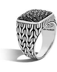 John Hardy Silver And Sapphire Classic Chain Signet Ring - Metallic