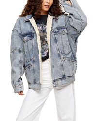 denim jacket with fur women's topshop