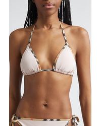 Burberry - Mata Check Trim Sting Bikini Top - Lyst