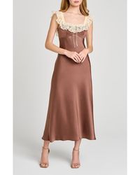 Wayf - Ella Lace Trim Slipdress - Lyst