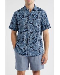 Tommy Bahama - Tortola Midnight Blues Short Sleeve Linen Blend Button-Up Shirt - Lyst