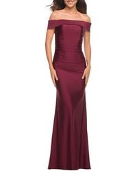 La Femme - Off The Shoulder Elegant Long Evening Gown - Lyst