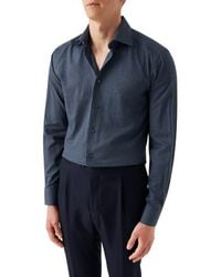 Eton - Slim Fit Mini Houndstooth Cotton Flannel Dress Shirt - Lyst