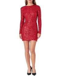 Endless Rose - Sequin Padded Shoulder Long Sleeve Minidress - Lyst