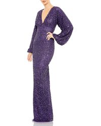 Mac Duggal - Sequin Long Sleeve Tulle Gown - Lyst