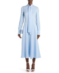 Valentino Garavani - Vlogo Toile Iconographe Long Sleeve Silk Midi Dress - Lyst