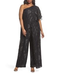 Adrianna Papell - Floral Chiffon One-Shoulder Jumpsuit - Lyst