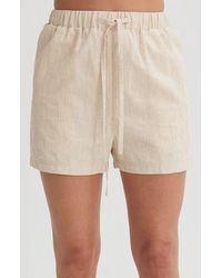 Crescent - Stripe Textured Linen Shorts - Lyst