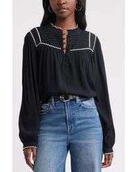 Treasure & Bond - High Neck Embroidered Long Sleeve Top - Lyst