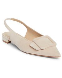 Manolo Blahnik - Maylura Buckle Pointed Toe Slingback Flat - Lyst