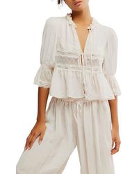 Free People - Forever Young Lace Accent Tie Front Top - Lyst