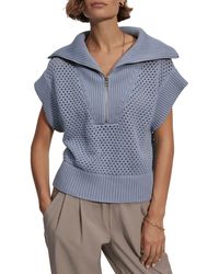 Varley - Mila Open Stitch Half Zip Sleeveless Sweater - Lyst